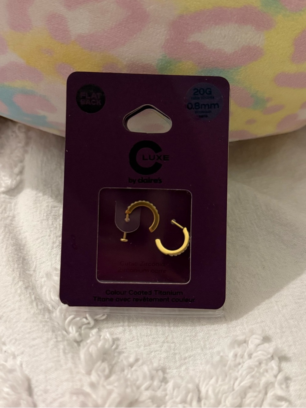 Claire's Gold Hoop Huggie flat back  Earrings - Luxe